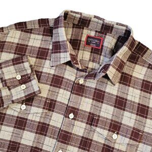 UNTUCKit Flannel Shirt Men's Large Check Maroon Gray Soft Cotton